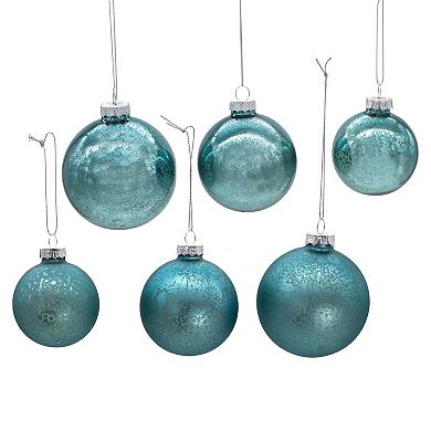 60-80MM Glass Shiny & Matte Teal Mercury Ball Ornaments, 20-Piece Set