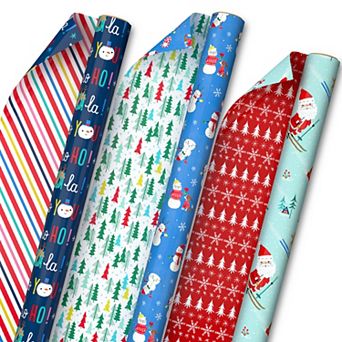 Hallmark Christmas Wrapping Paper Assortment - Kids 3 pk Reversible - 120 sq. ft.