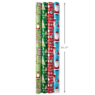Hallmark Christmas Wrapping Paper Assortment - Santa and Trees Reversible - 4-pk. - 150 sq. ft.