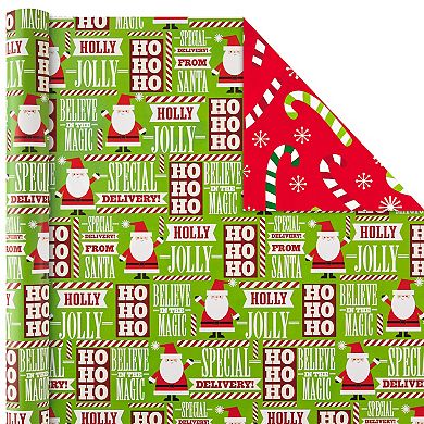 Hallmark Christmas Wrapping Paper Assortment - Santa and Trees Reversible - 4-pk. - 150 sq. ft.