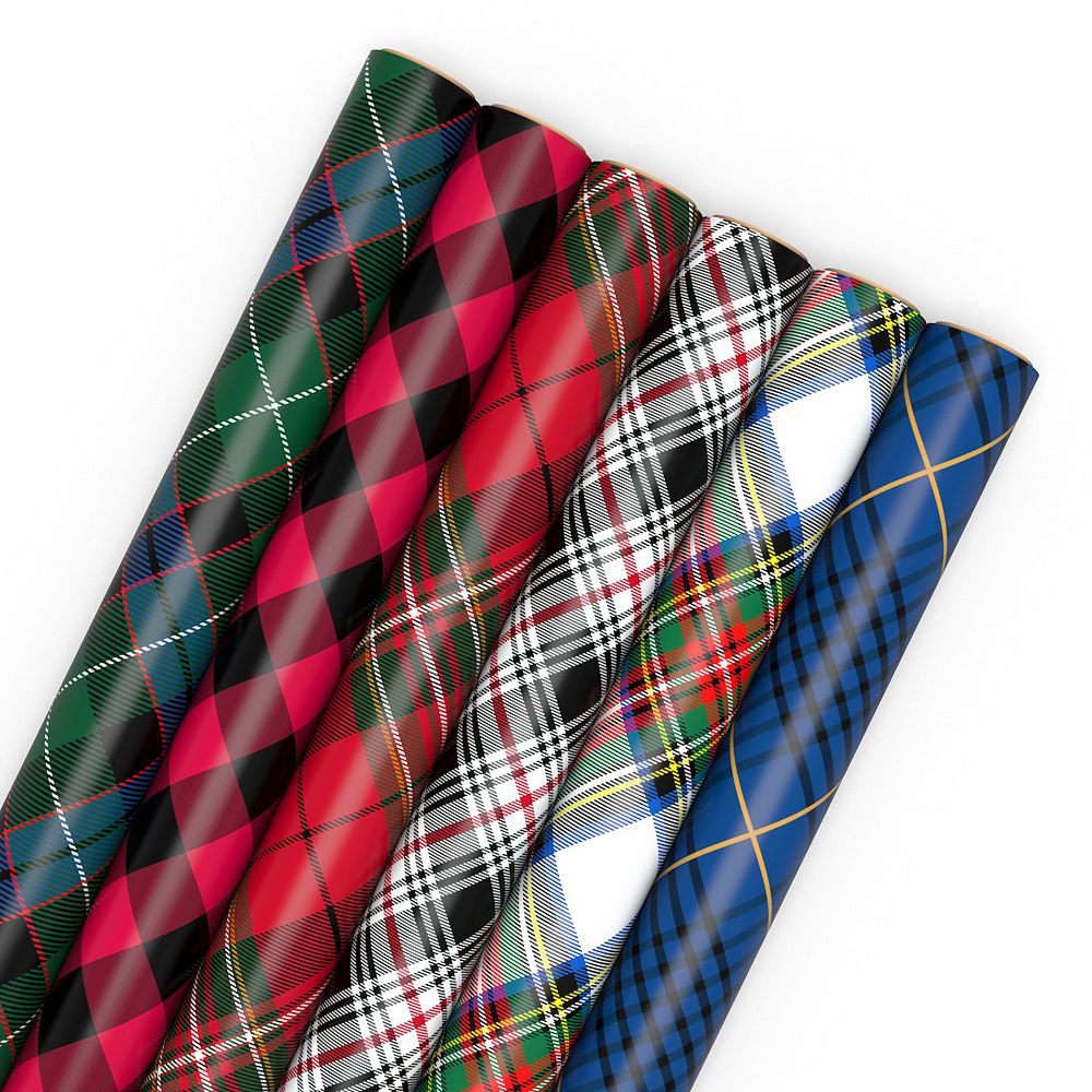 Hallmark Christmas Wrapping Paper Assortment - Plaid with Cutlines - 6 ...