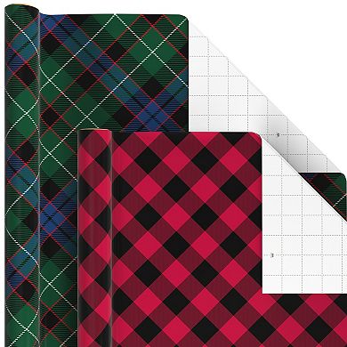 Hallmark Christmas Wrapping Paper Assortment - Plaid with Cutlines - 6 Rolls - 180 sq. ft.