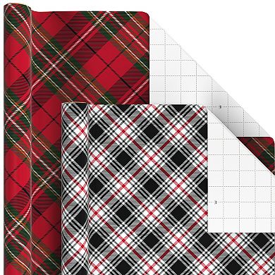 Hallmark Christmas Wrapping Paper Assortment - Plaid with Cutlines - 6 Rolls - 180 sq. ft.