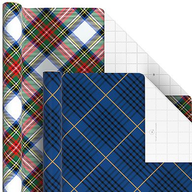 Hallmark Christmas Wrapping Paper Assortment - Plaid with Cutlines - 6 Rolls - 180 sq. ft.