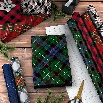 Hallmark Christmas Wrapping Paper Assortment - Plaid with Cutlines - 6 Rolls - 180 sq. ft.