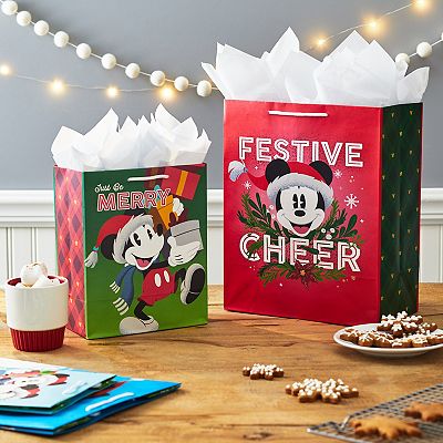 Hallmark Mickey and Minnie Christmas Gift Bags in Assorted Sizes