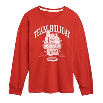 Boys 8-20 Peanuts Team Holiday Spirit Long Sleeve Graphic Tee