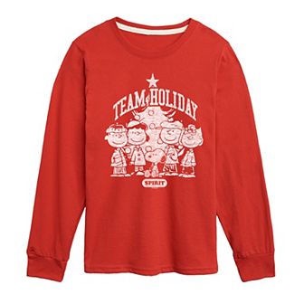 Boys 8-20 Peanuts Team Holiday Spirit Long Sleeve Graphic Tee