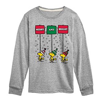 Boys 8-20 Peanuts Merry & Bright Long Sleeve Graphic Tee