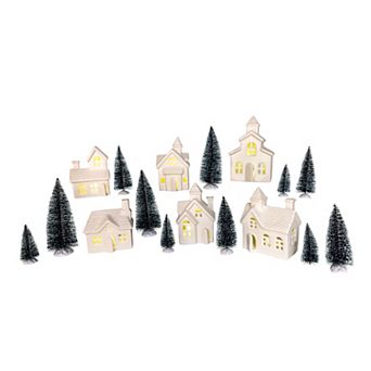 Kurt Adler 3 - 7.7 in Lighted Porcelain Christmas House 24 pc Set