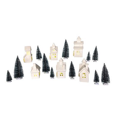 Kurt Adler 3 - 7.7-in. Lighted Porcelain Christmas House 24-Piece Set
