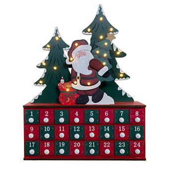 Kurt Adler Battery Operated Wooden LED Lighted Advent Calendar