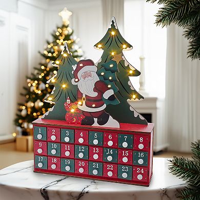 Kurt Adler Battery Operated Wooden LED Lighted Advent Calendar