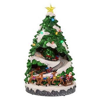 Kurt Adler Battery Operated Lighted Musical Christmas Tree with Moving Train Table Decor
