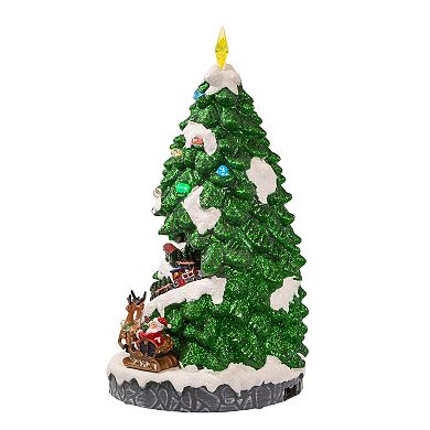 Kurt Adler Battery Operated Lighted Musical Christmas Tree with Moving Train Table Decor