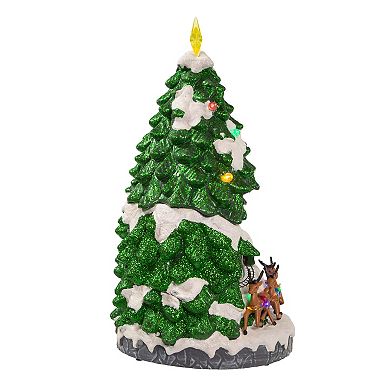 Kurt Adler Battery Operated Lighted Musical Christmas Tree with Moving Train Table Decor