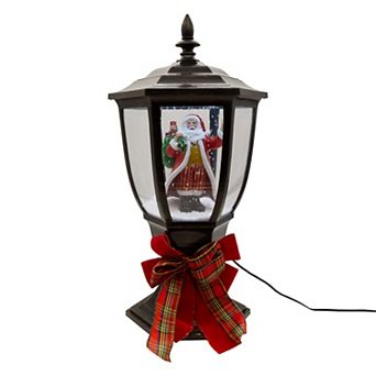 Kurt Adler Illuminated Santa Lamp Post With Snow Accent