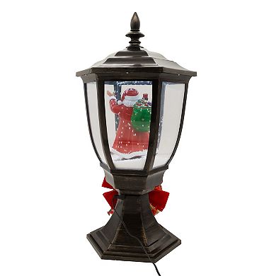 Kurt Adler Illuminated Santa Lamp Post With Snow Accent