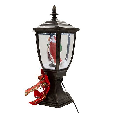 Kurt Adler Illuminated Santa Lamp Post With Snow Accent