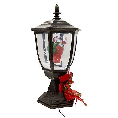 Kurt Adler Illuminated Santa Lamp Post With Snow Accent