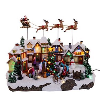 Kurt Adler Multicolored LED Lighted Musical Santa and Sleigh Table Decor
