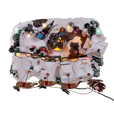 Kurt Adler Multicolored LED Lighted Musical Santa and Sleigh Table Decor