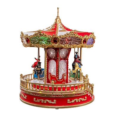 Kurt Adler Battery Operated Multicolor LED Lighted Musical Santa Carousel with Motion Table Decor