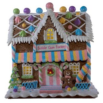 Kurt Adler Battery Operated LED Lighted Gingerbread Bubblegum Factory Table Decor