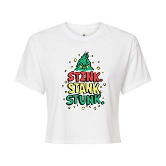 Juniors' Dr. Seuss Grinch Stink Stank Stunk Cropped Tee