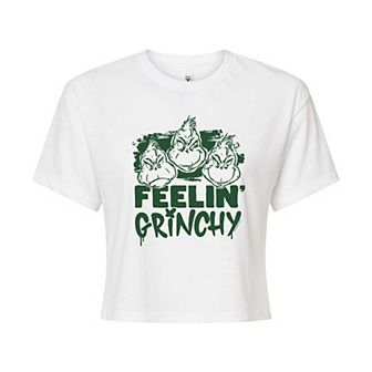 Juniors' Dr. Seuss Feelin' Grinchy Cropped Tee