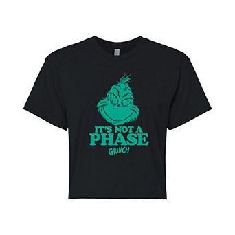 Juniors' Dr. Seuss Grinch It's Not A Phase Cropped Tee