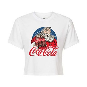 Juniors' Coca-Cola Vintage Santa Cropped Tee