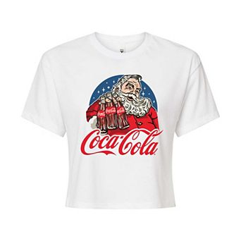 Juniors' Coca-Cola Vintage Santa Cropped Tee