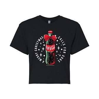 Juniors' Coca-Cola Merry Christmas Cropped Tee