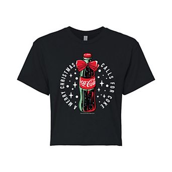 Juniors' Coca-Cola Merry Christmas Cropped Tee