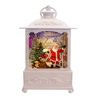 Kurt Adler 10 in Battery-Operated Warm White LED Lighted Santa With Gifts Lantern Table Decor