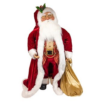Kurt Adler 40 in Jacqueline Kent Traditional Santa With Bag Floor Decor