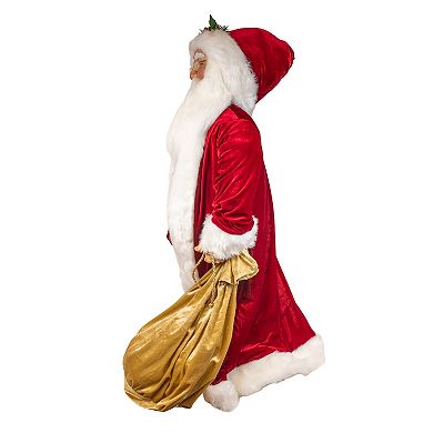 Kurt Adler 40 in. Jacqueline Kent Traditional Santa With Bag Floor Decor