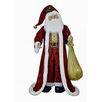 Kurt Adler 6-Foot Jacqueline Kent Red & Gold Traditional Santa Floor Decor