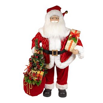Kurt Adler 36 in Kringles Battery-Operated Santa With Bag & Tree Floor Decor
