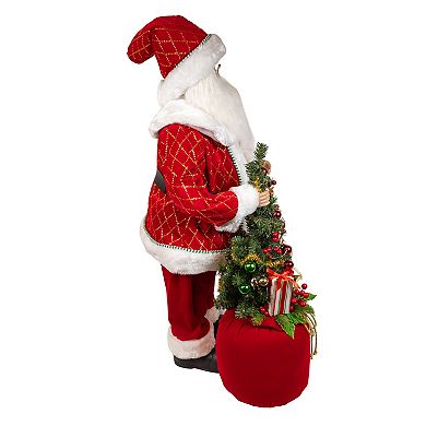 Kurt Adler 36 in. Kringles Battery-Operated Santa With Bag & Tree Floor Decor