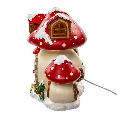 Kurt Adler 8.5 in. Merry Little Mushrooms Cottage Tabletop Decor