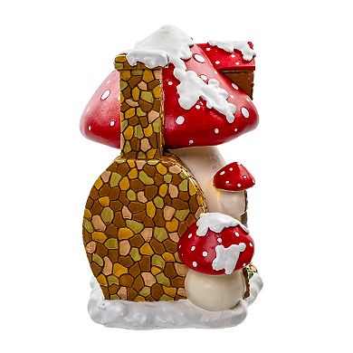 Kurt Adler 8.5 in. Merry Little Mushrooms Cottage Tabletop Decor