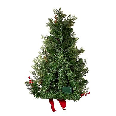 Kurt Adler 26-in. Pre-Lit Artificial Christmas Wall Tree With Red Bow