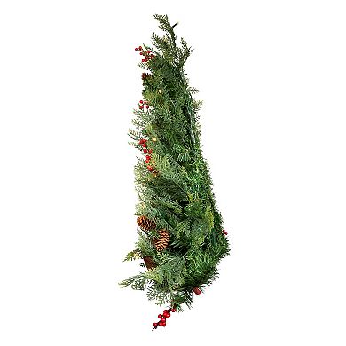 Kurt Adler 26-in. Pre-Lit Artificial Christmas Wall Tree With Red Bow