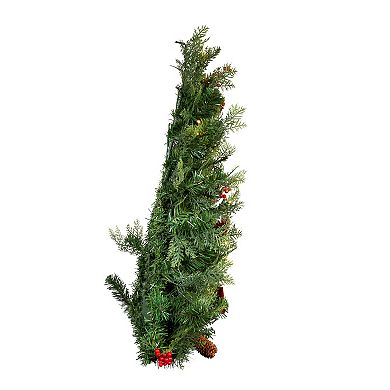 Kurt Adler 26-in. Pre-Lit Artificial Christmas Wall Tree With Red Bow
