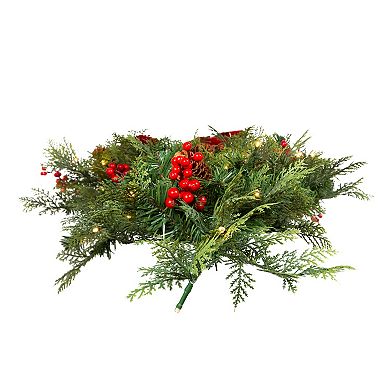 Kurt Adler 26-in. Pre-Lit Artificial Christmas Wall Tree With Red Bow