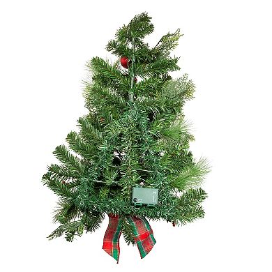 Kurt Adler 26-in. Pre-Lit Red & Green Artificial Christmas Wall Tree With Bow