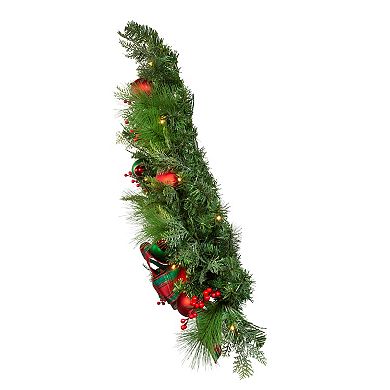 Kurt Adler 26-in. Pre-Lit Red & Green Artificial Christmas Wall Tree With Bow