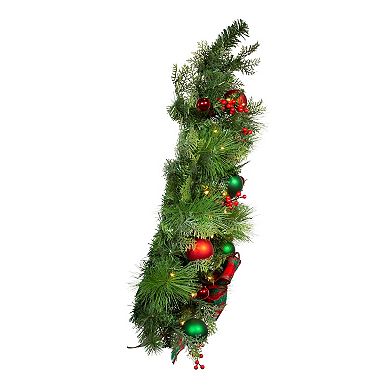 Kurt Adler 26-in. Pre-Lit Red & Green Artificial Christmas Wall Tree With Bow